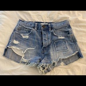 High waisted shorts distress